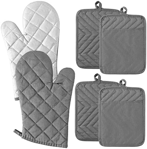 6Pcs Cotton Oven Mitts and Pot Holders Set Durable Hot Pads Machine