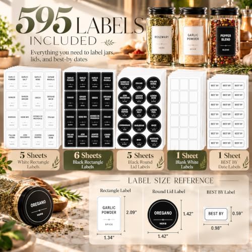 30 Pack 4oz Spice Bottles, Glass Spice Jars with Shaker Lids, Spice