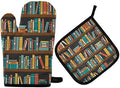 QMXO Library Bookshelf Education Oven Mitts Quilted Cotton Lining