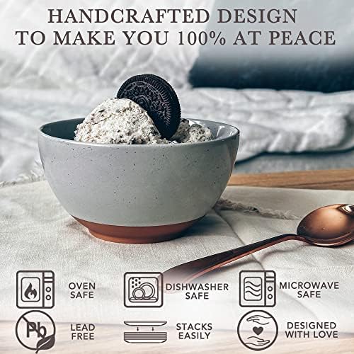 Mora Ceramic Small Dessert Bowls - 16oz, Set of 6 - Microwave, Oven