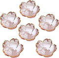 Seasoning bowls with gold rim,6 pcs Pink Cherry Flower Crystal Glass