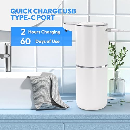 2 Pack Automatic Foaming Soap Dispensers, 12.8oz, White