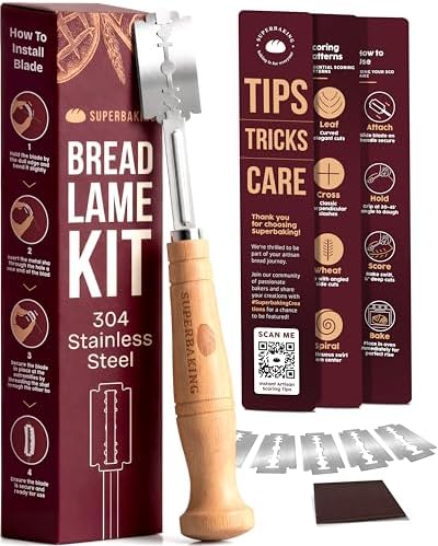 Superbaking Bread Lame with 5 Extra Blades, Classic Ergonomic Wooden
