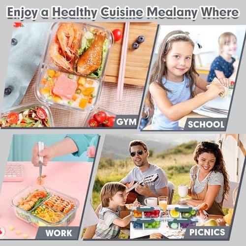 VERONES 5 PACK 36 OZ Glass Food Storage Containers, Grey