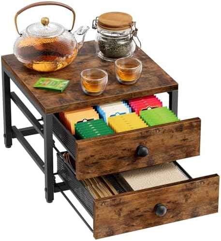 Plaviya Tea Bag Organizer and Storage with 2 Drawers for Countertop
