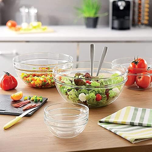 Lawei Set of 9 Glass Mixing Bowls - Glass Nesting Bowls Prep Bowl
