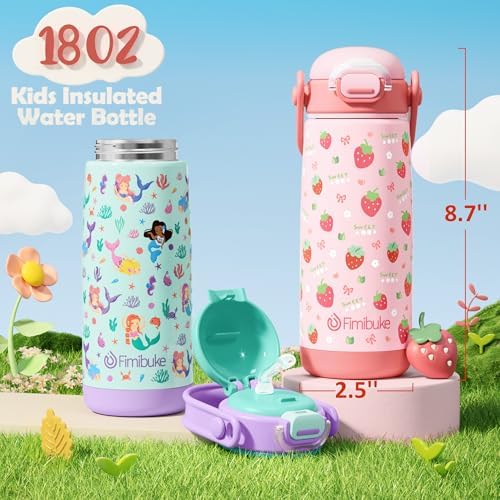 Fimibuke 18oz Kids Water Bottle Insulated Stainless Steel Toddler Cup