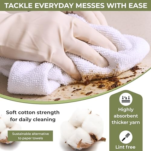 White Cotton Bar Towels for Kitchen - Rags for Bartenders - Bulk
