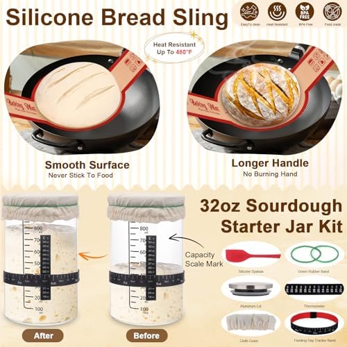 Sourdough Starter Kit with Round & Oval Banneton Baskets