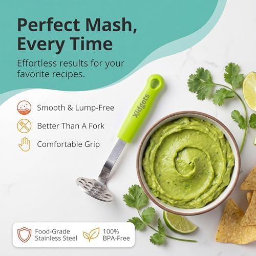 Mini Avocado Masher | Dishwash Safe | Stainless Steel (Zippy Green)