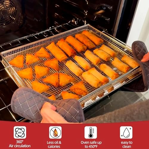 Geesta 304 Stainless Steel Air Fryer Basket for Oven with 50 Recipes