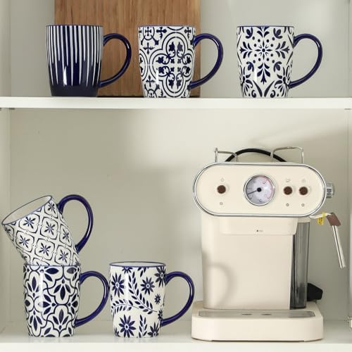 HASENSE Coffee Mugs Set of 6, 16OZ Ceramic Coffee Cups, Mugs Set of 6
