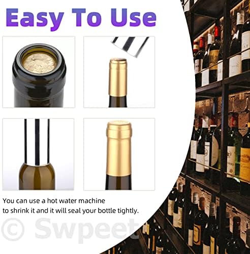 Swpeet 100Pcs 3 Colors Gold Black Red PVC Heat Shrink Capsules and