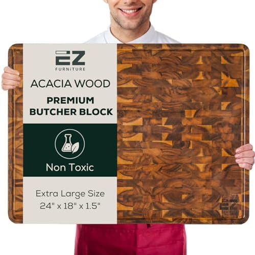 EZ FURNITURE Acacia End Grain Cutting Board, 24" x 18" x 1.5"