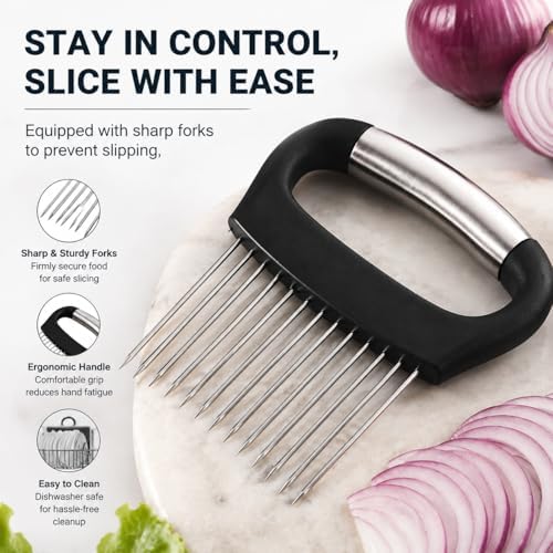 304 Stainless Steel Onion Holder Slicer, Food Slicing Assistant Tool