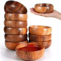 Skylety 10 Pcs Acacia Wooden Bowls Small Round Calabash Bowls, 4 Inch