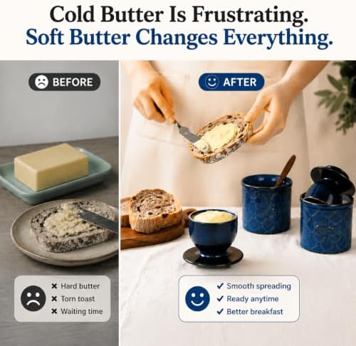 Butter Crock with Lid for Countertop, French Butter Dish Ceramic