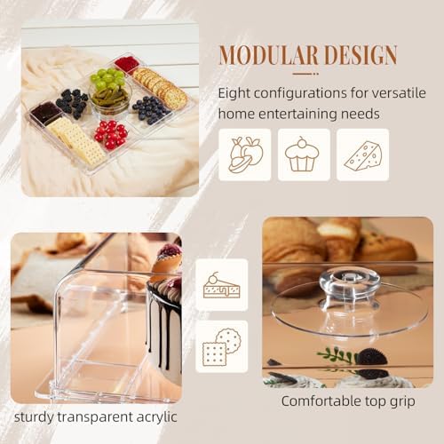 Cake Stand with Lid-Large 17" Rectangular Cake Holder,Acrylic BPA Free