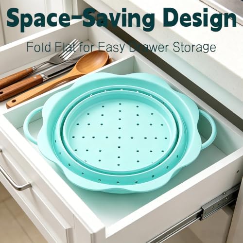 Collapsible Silicone Colander for Kitchen,Foldable Pasta Vegetable