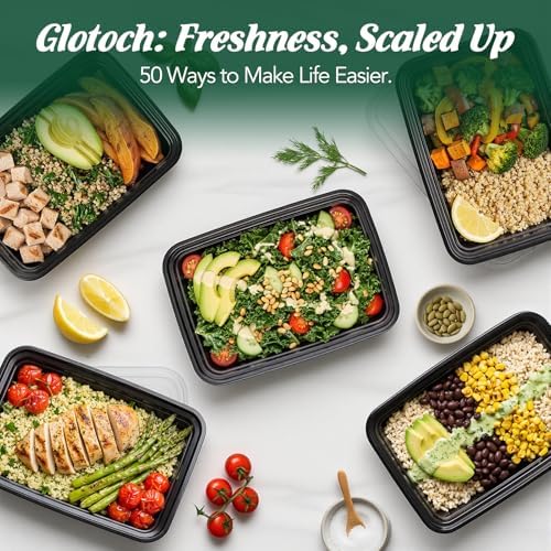 Glotoch Meal Prep Containers 32oz 50 Pack(100 Piece) with Lids