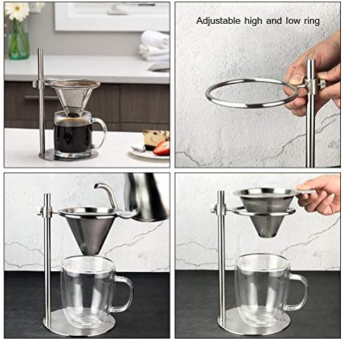 Pour Over Coffee Dripper, Stainless Steel Coffee Filter, Cone Coffee