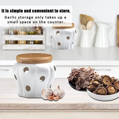 MEKBOK Garlic Keeper,Garlic Keeper for Counter,White Ventilated Garlic
