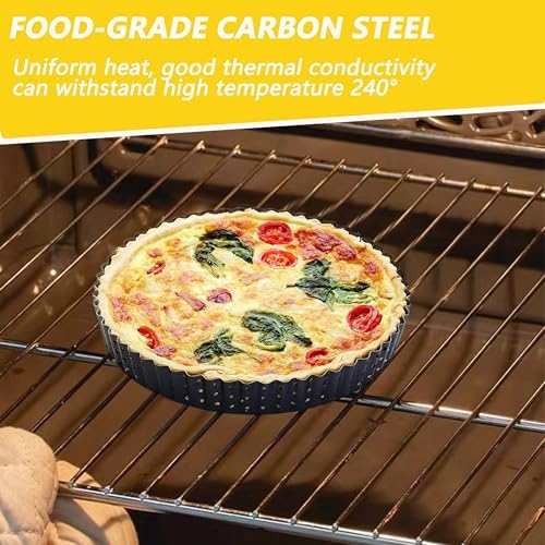 Round Tart Pan with Removable Bottoms: Set of 2 Nonstick Carbon Steel