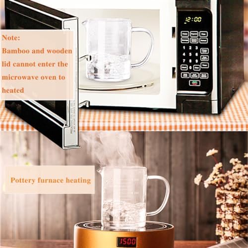 Glass Pitcher, 6.9"*4"Glass Pitcher with Lid, 34OZ/1000ML for Tea