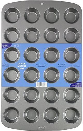 PME Mini Mini Muffin Pan-24 Cups, Non Stick Bakeware, Mini, Silver