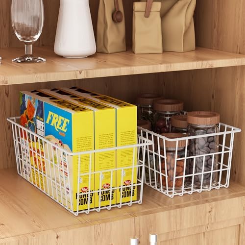 Orgneas Upright Freezer Organizer Bins, Metal Wire Basket
