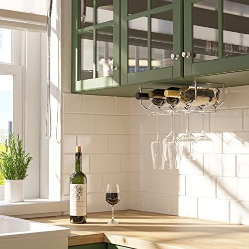 Wallniture Piccola Under Cabinet Wine Rack & Glasses Holder Kitchen