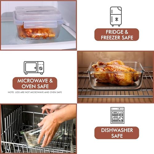 Razab 2700ml Glass Food Storage Containers with Lids