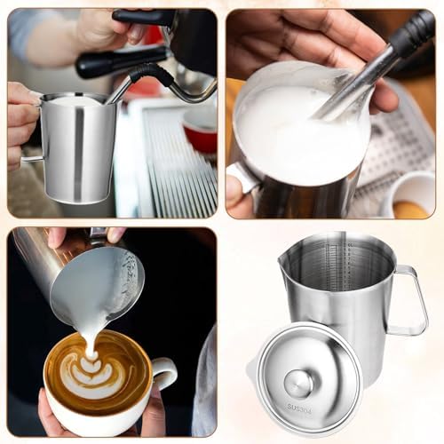 Stainless Steel Metal Pitcher with Lid 2 L 70 oz Measuring Cup with