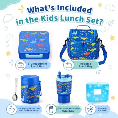 Bento Lunch Box for Kids with 17oz Soup Thermo,Insulated Tumbler Water