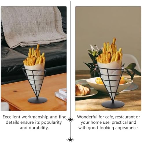 Alipis French Fries Stand Black Iron about 12.00X12.00X17.00cm/4.72X4.