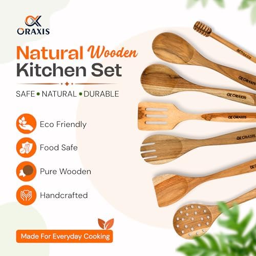 7-Piece Teak Wood Cooking Utensil Set