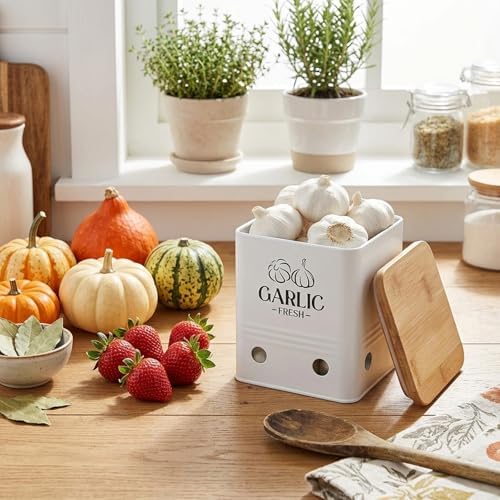 Kitchen Vegetable Storage Tins Set Of 3, Potato Onion Garlic Canisters