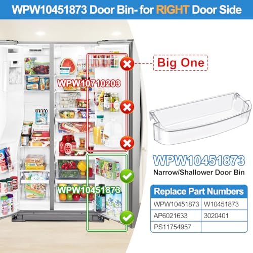 [2 PACK] UPGRADED WPW10451873 Refrigerator Door Bin Replacement