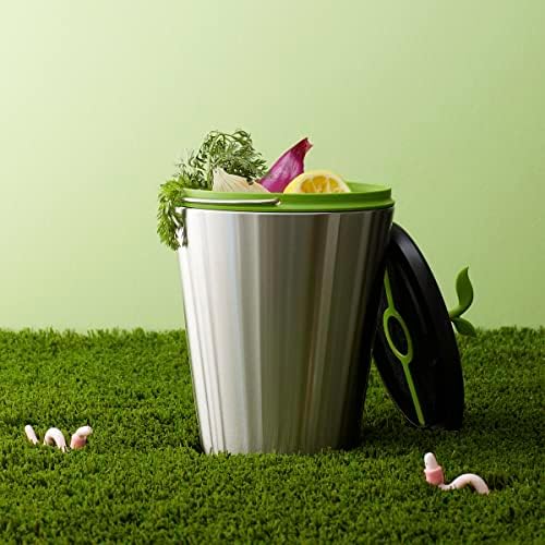 Chef'n EcoCrock Compost Bin, 3.3 Liter, Steel Gray