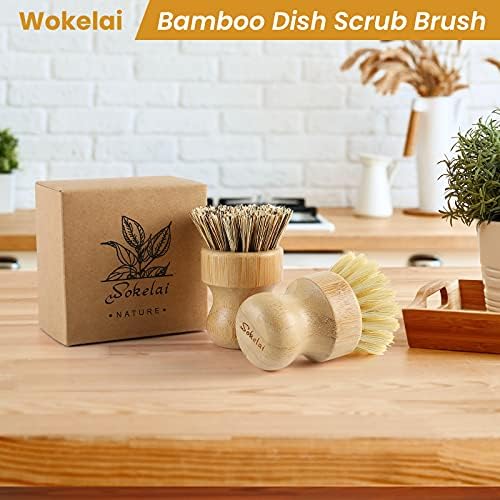 Bamboo Dish Scrub Brushes, Set of 2
