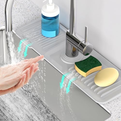 17.7'' Faucet Mat for Kitchen Sink [5°Slope Fast Self-draining]