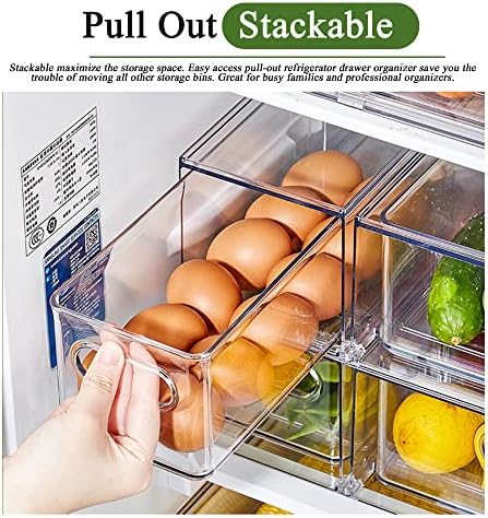 Refrigerator Organizer Bins, 2 Pack, BPA-Free, Clear
