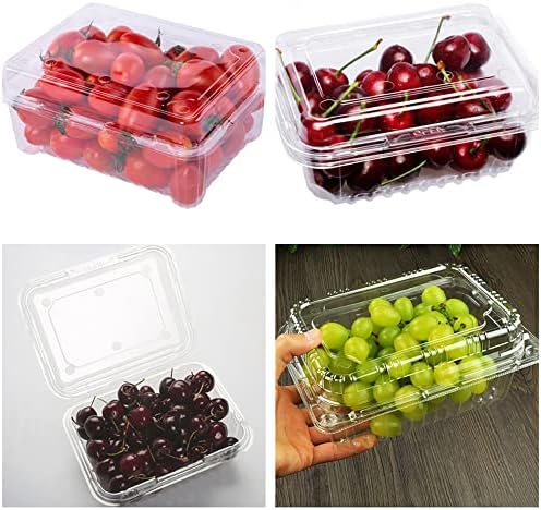 Hewnda 20 Pack Clear Plastic Berry Clamshell Vented Container