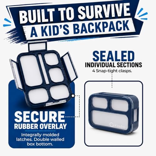 Bento Lunch Box and Snack Container Set, 4 Pack, Blue