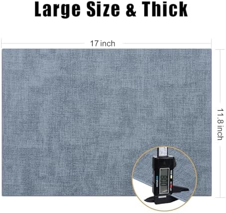 Homaxy PU Faux Leather Placemats for Dining Table, Set of 6, Blue