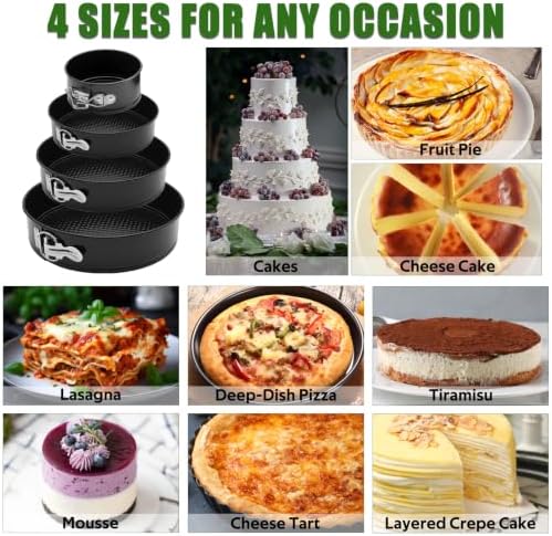 Decorwell Springform Pan Set of 4-4", 7", 9", 10" Cake Pan, Carbon