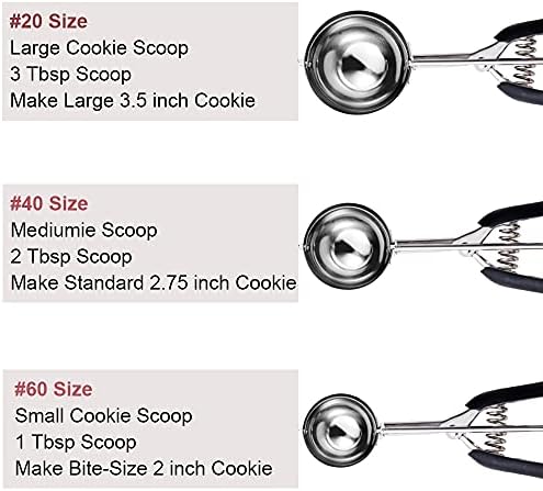 Cookie Scoop set, Size #60/ #40/ #20 Size Cookie Dough Scoop, 3 Pack