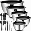 Fungun Mixing Bowls with Airtight Lids, 18 PCS Stainless Steel Nesting