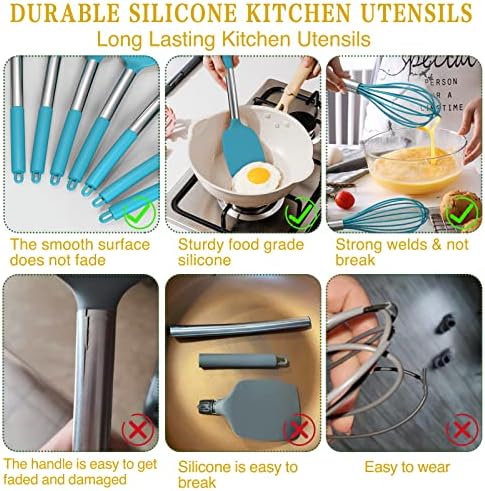 Umite Chef Silicone Cooking Utensils Set, 15 Pcs, Blue