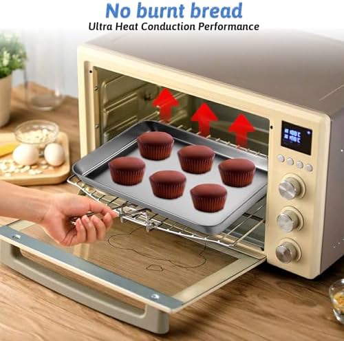 2Pcs Toaster Oven Pans for Baking, 9x11 Baking Sheets Cookie Sheet